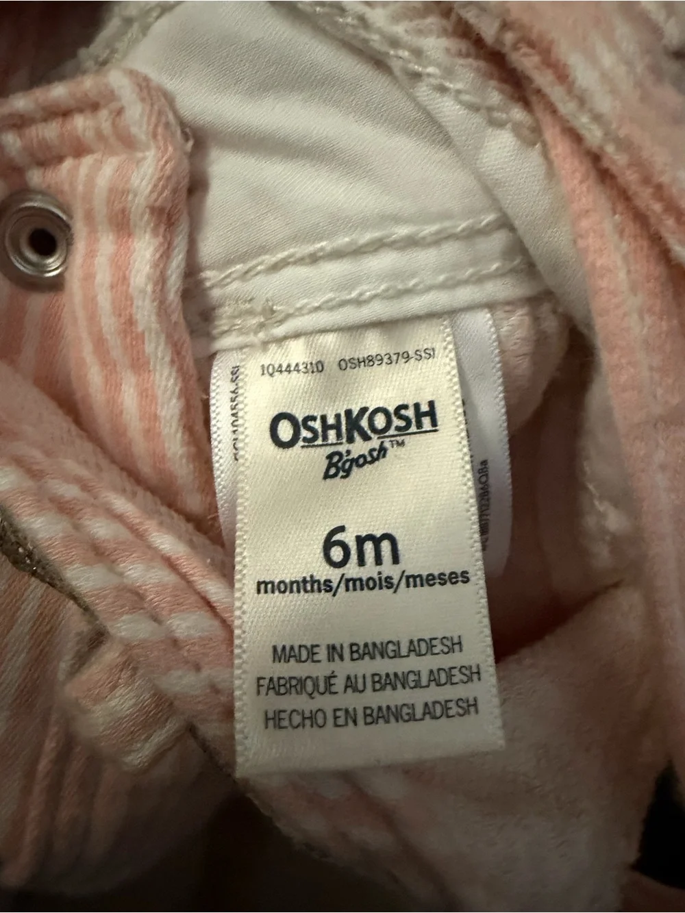 OshKosh B'gosh Light Pink Striped Overalls